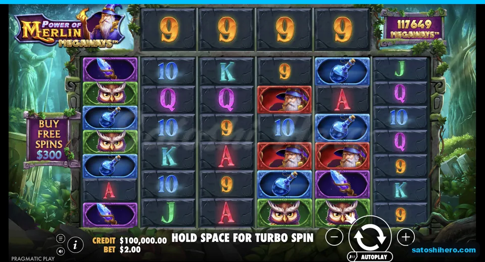 Settled six-reel grid with top horizontal reel