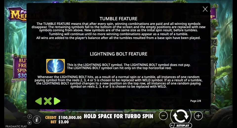Lightning Bolt changes symbols into Wilds