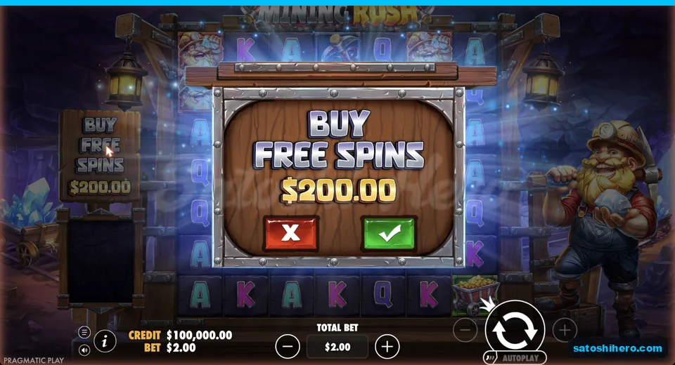 Buy menu opens at the $2.00 stake