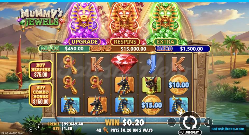 Line win resolves with ankhs and coins