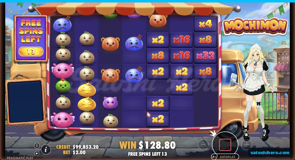 Free spins grid shows many multiplier spots