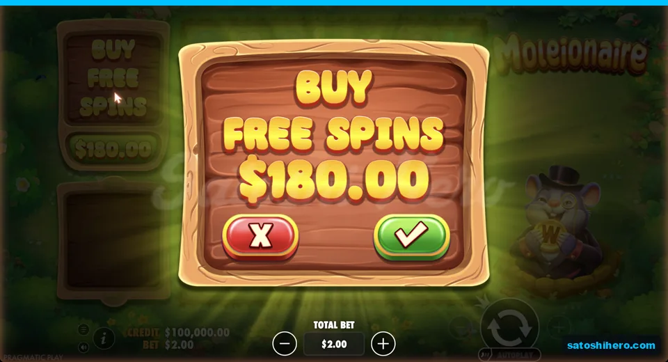 Buy menu opens at 180 dollar cost
