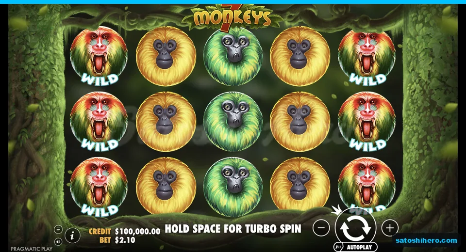 Stacked Wilds frame gold green and blue monkeys