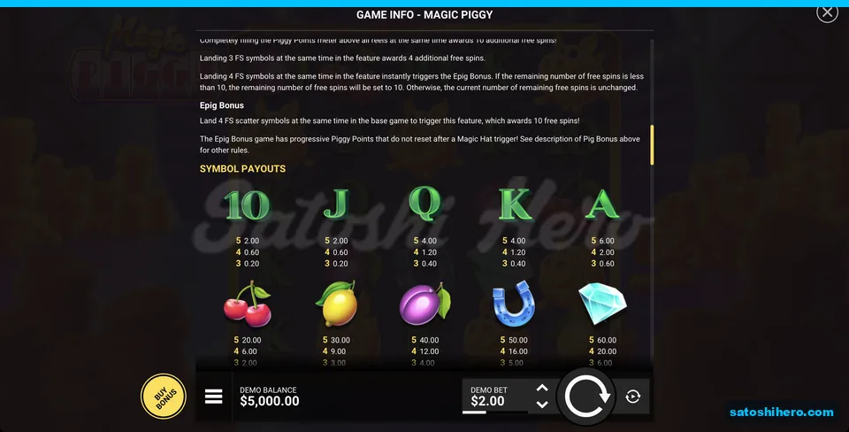 Diamond paytable tops the symbol values