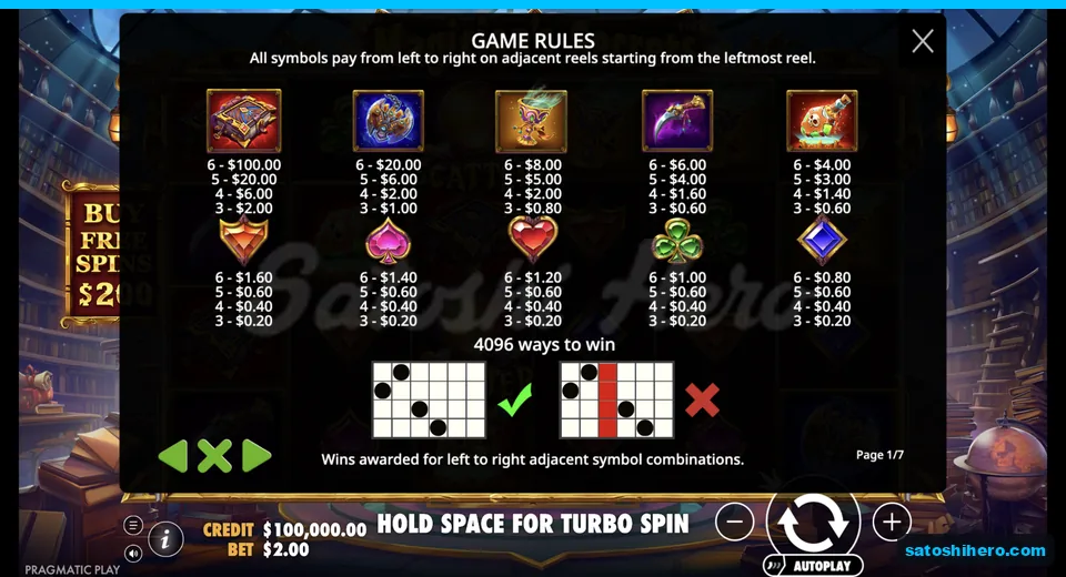 Paytable opens with symbol values shown