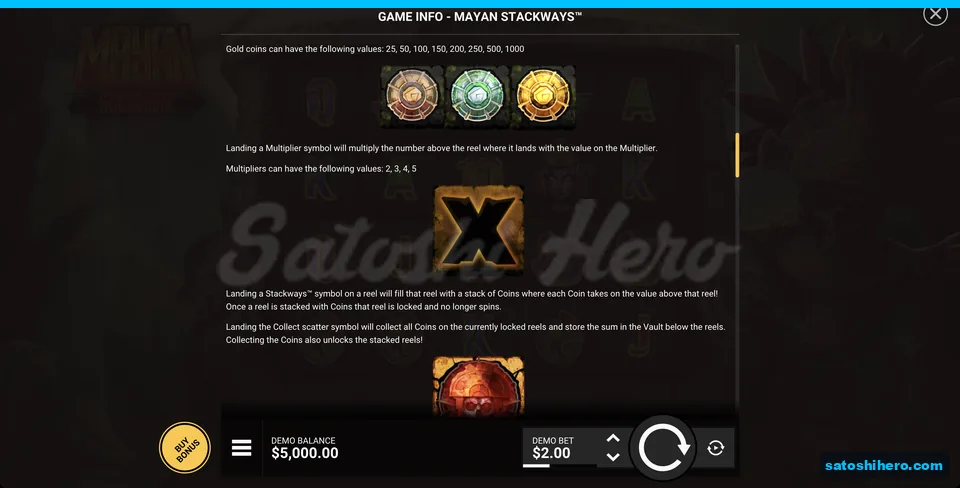 Bronze silver gold coins and X multiplier