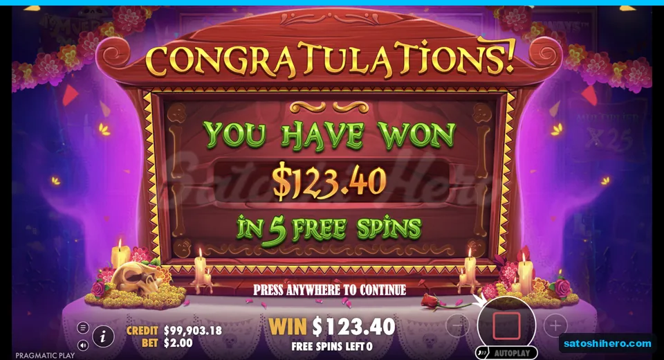 Collect screen shows a $123.40 result