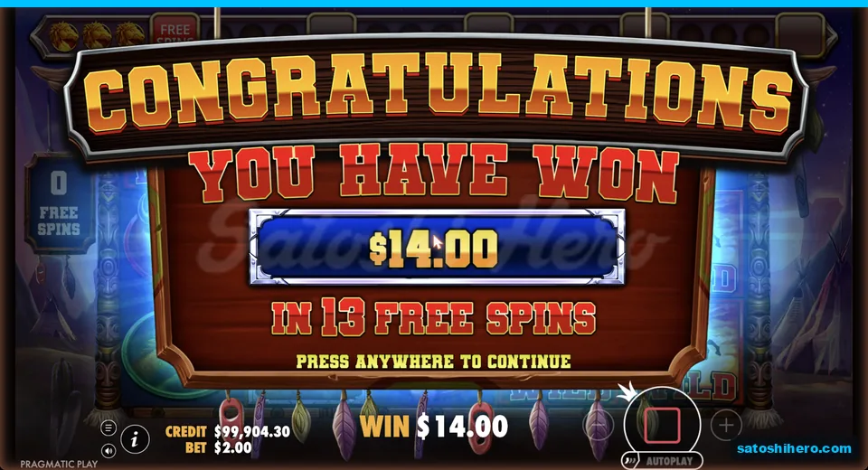 Collect screen shows $14.00 after thirteen spins