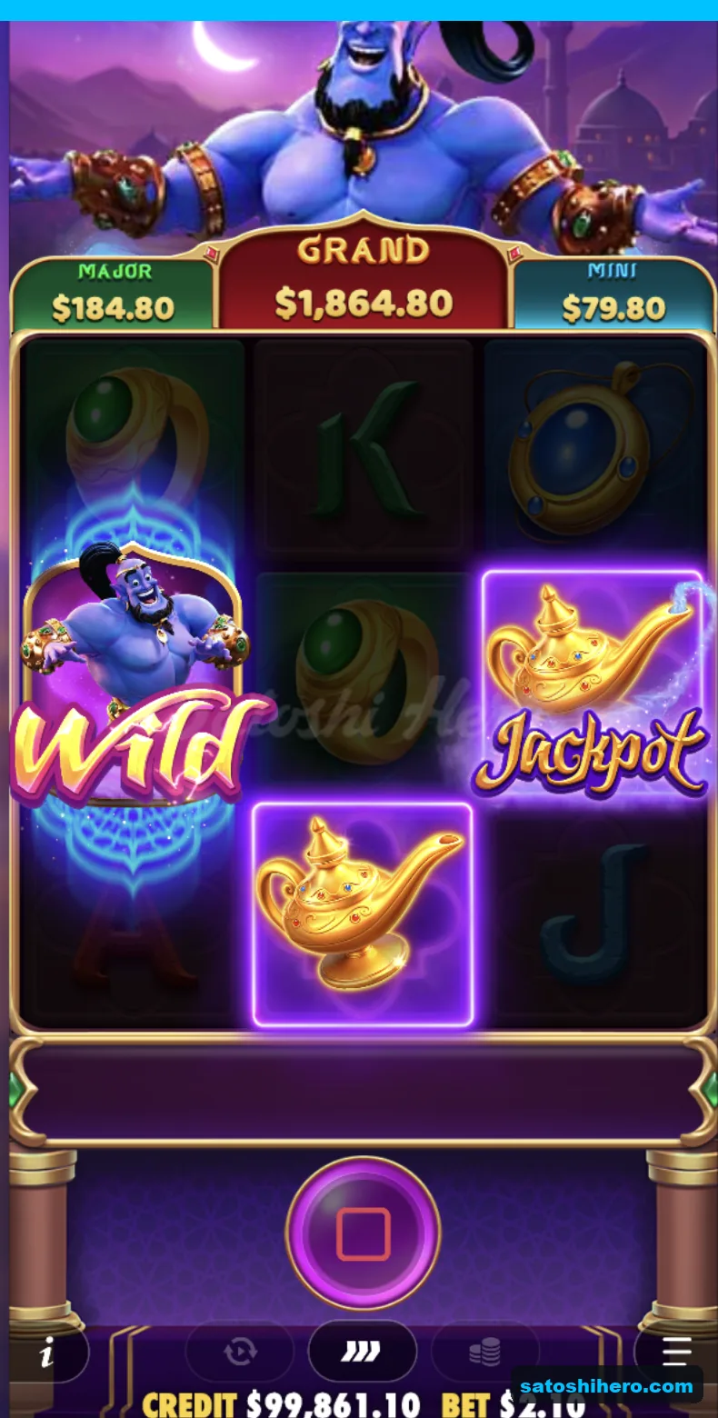 Line win resolves with wild and lamp symbols
