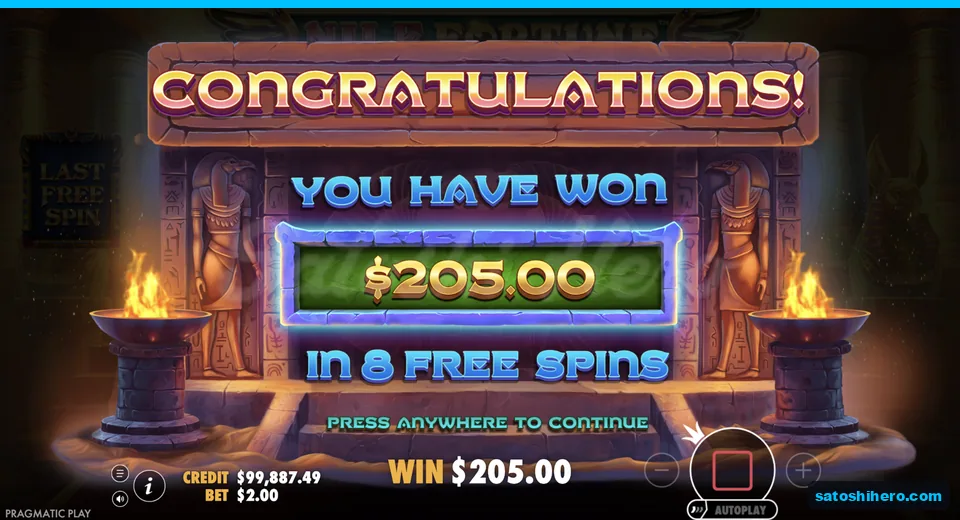 Total win screen shows full payout