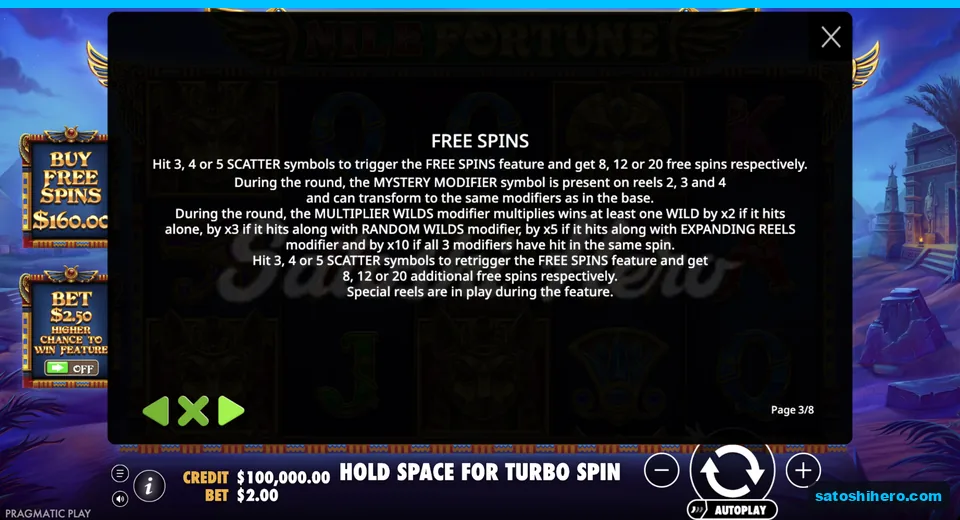Free spins rules list scatter awards