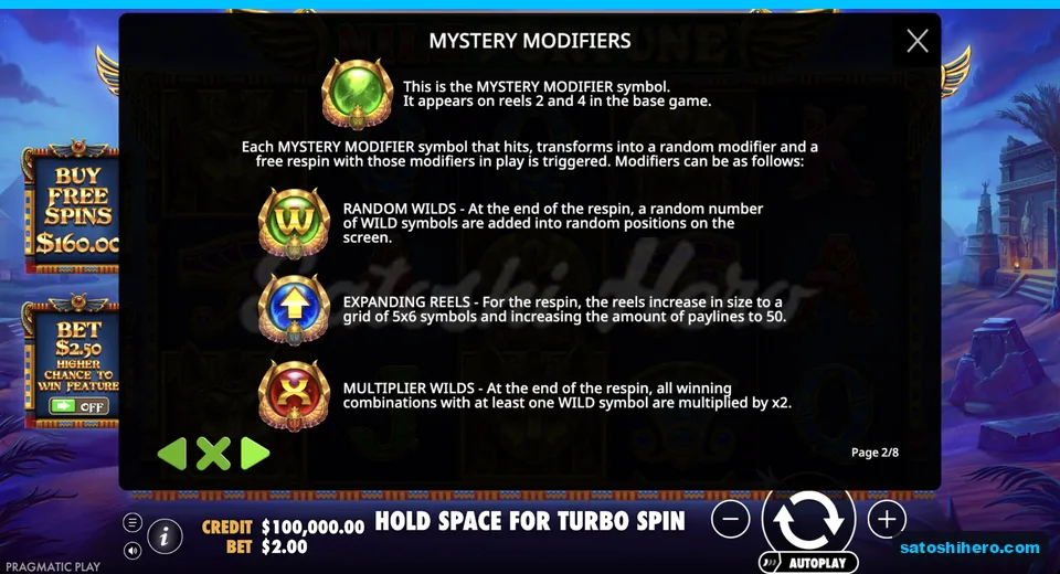 Modifier icons show three possible effects