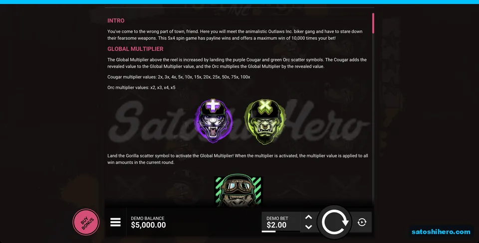 Cougar Orc and Gorilla multiplier symbols