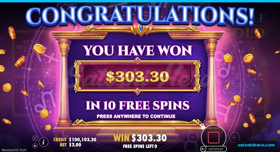 Free spins total closes at three hundred three dollars