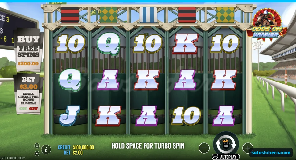 Starting gate grid rests on racecourse