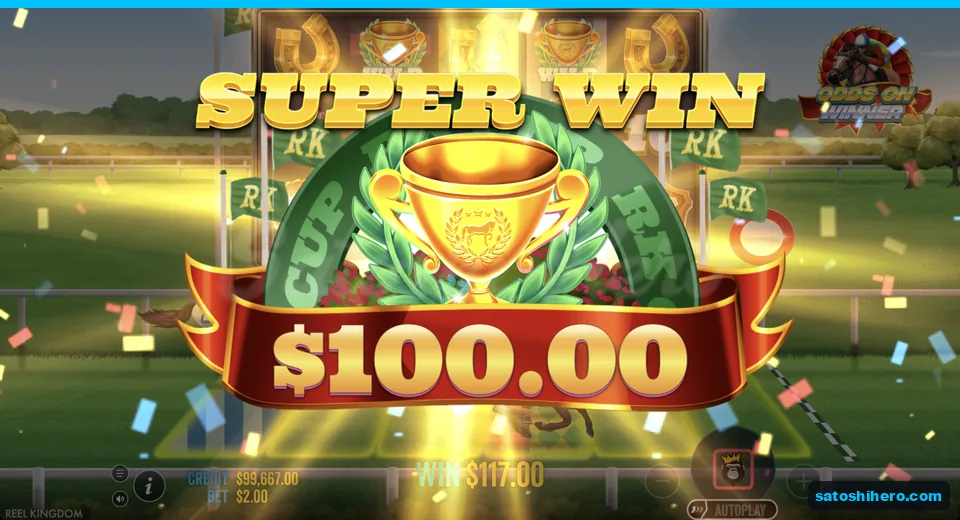 Super Win celebrates on trophy screen
