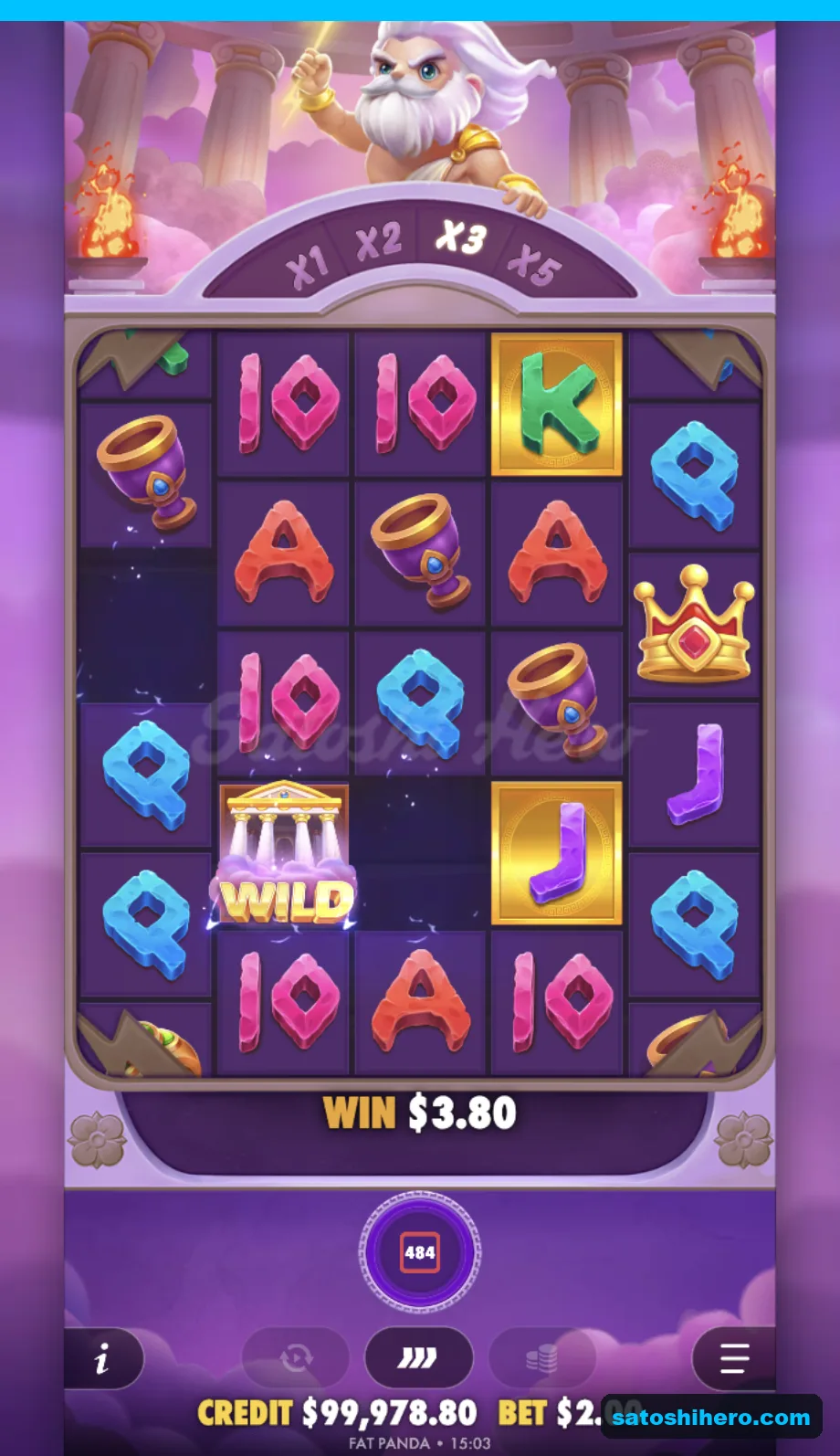 Line win resolves as the multiplier reaches three times