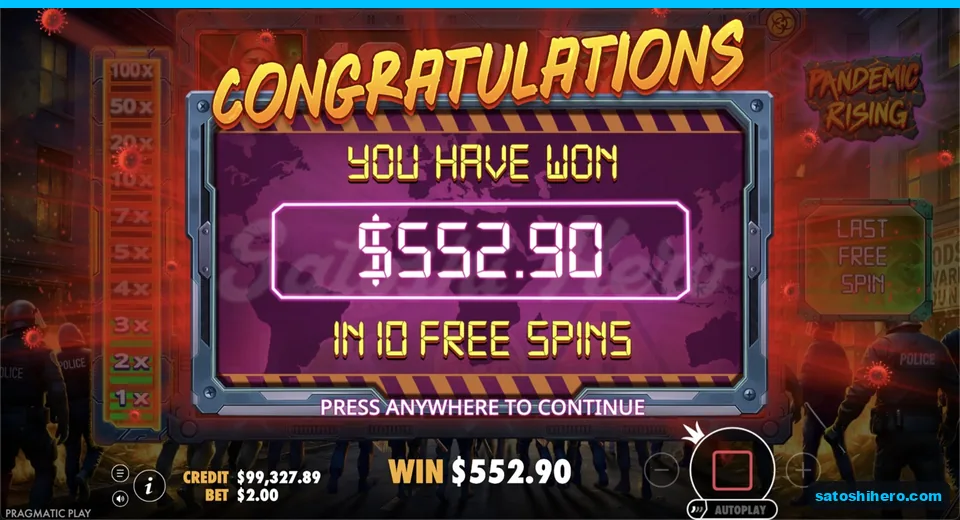 Total win screen shows $552.90 payout