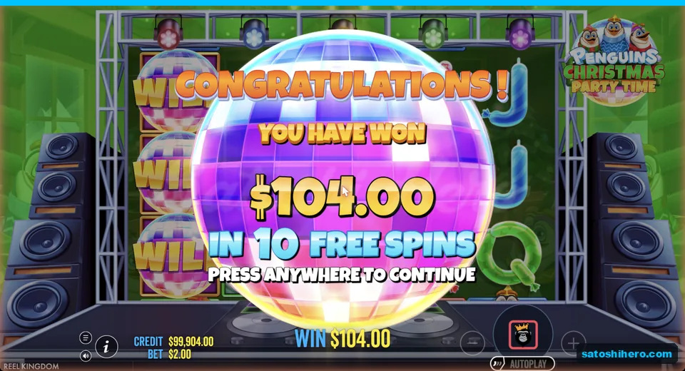 Collect screen shows $104.00 won