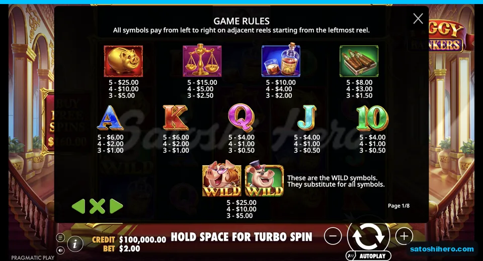 Paytable shows symbol values and banker wilds