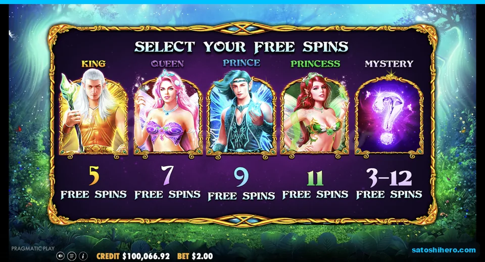 Selection screen offers five symbol picks