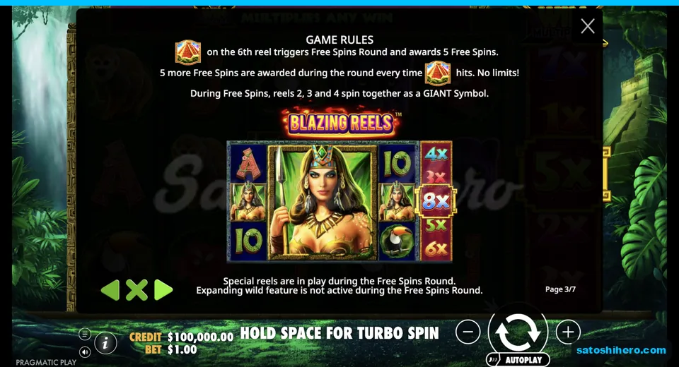 Rules explain pyramid trigger and five free spins