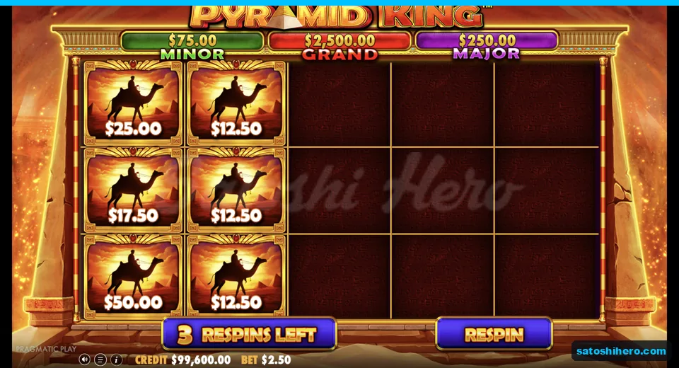 Respin round holds cash values with three spins left