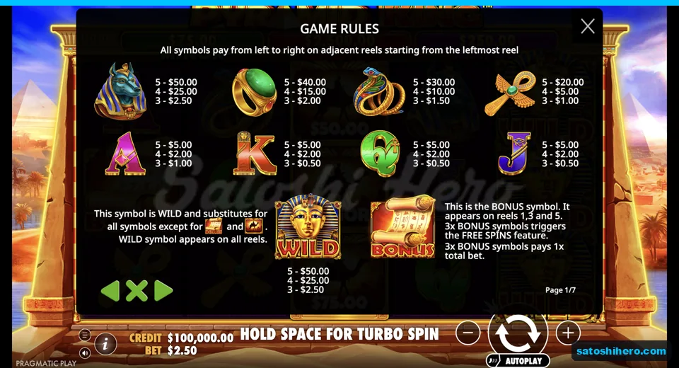 Paytable opens with premiums Wild and Bonus scroll