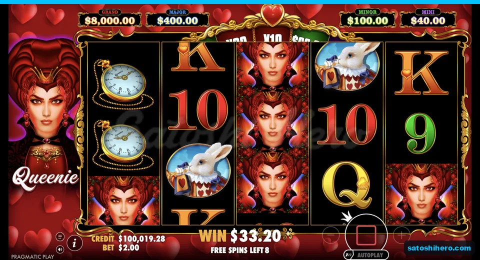 Queen stacks line up during free spins
