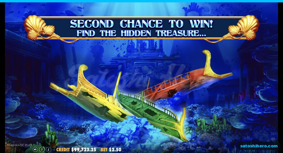 Pick screen shows three sunken shipwreck choices