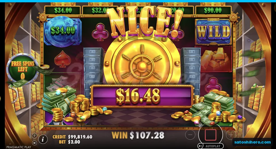 Vault collect screen shows $107.28 total