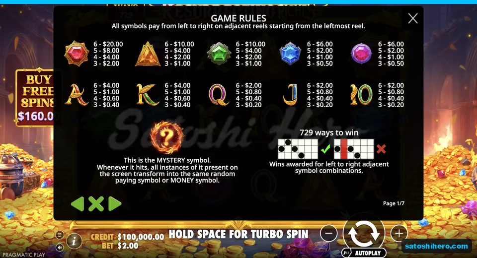 Paytable lists ruby gems and card royals