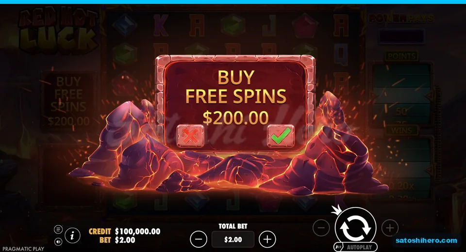 Buy panel opens with $200 free spins cost