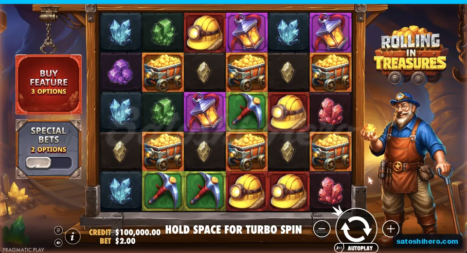 Idle mine grid with Buy Feature panel