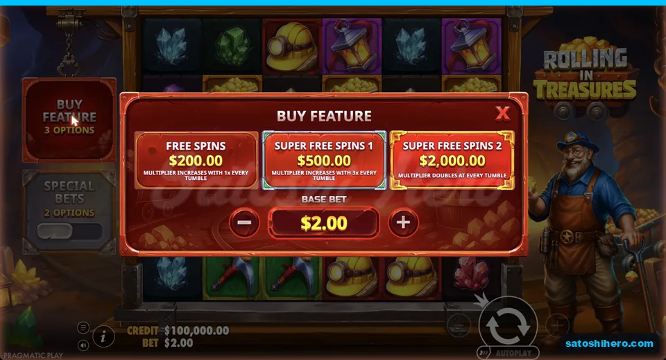 Buy menu opens with three prices