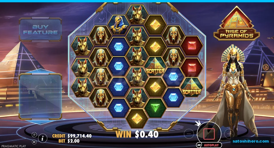 Cluster win resolves beside wild and scatters