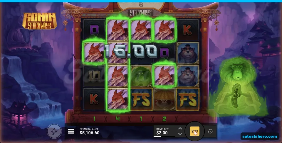 Fox warrior stack shows a $16.00 win