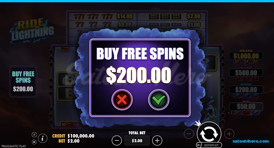 Buy menu opens at the $2.00 stake