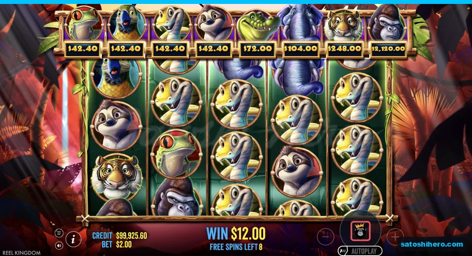 Free spins screen shows rising animal awards