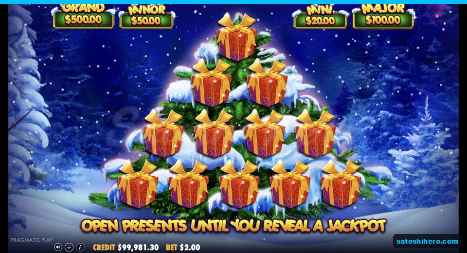 Present pick tree opens with jackpots above