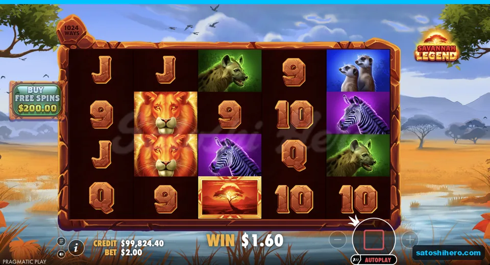 Line win resolves with stacked lions