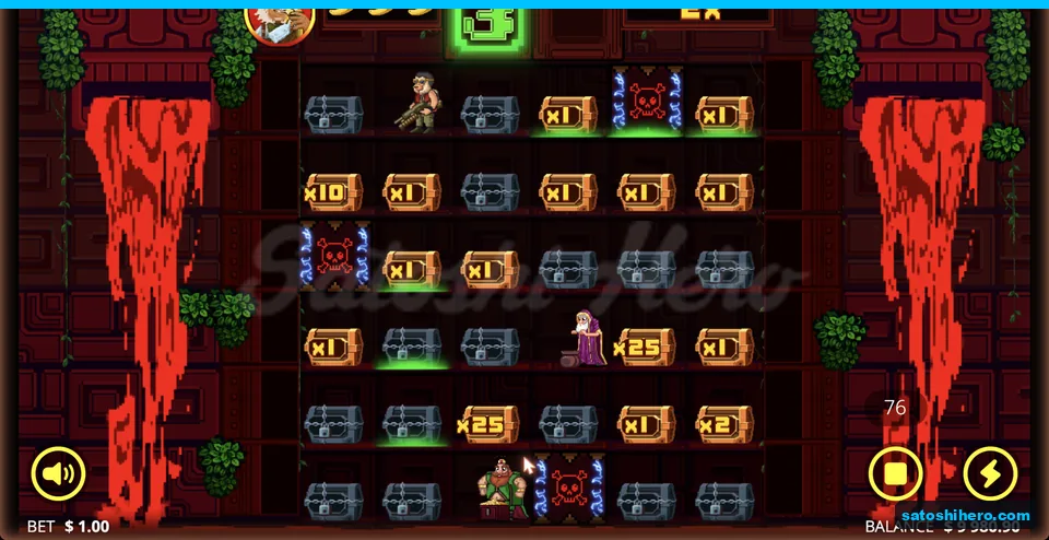 Monkey collecting chests on trap grid