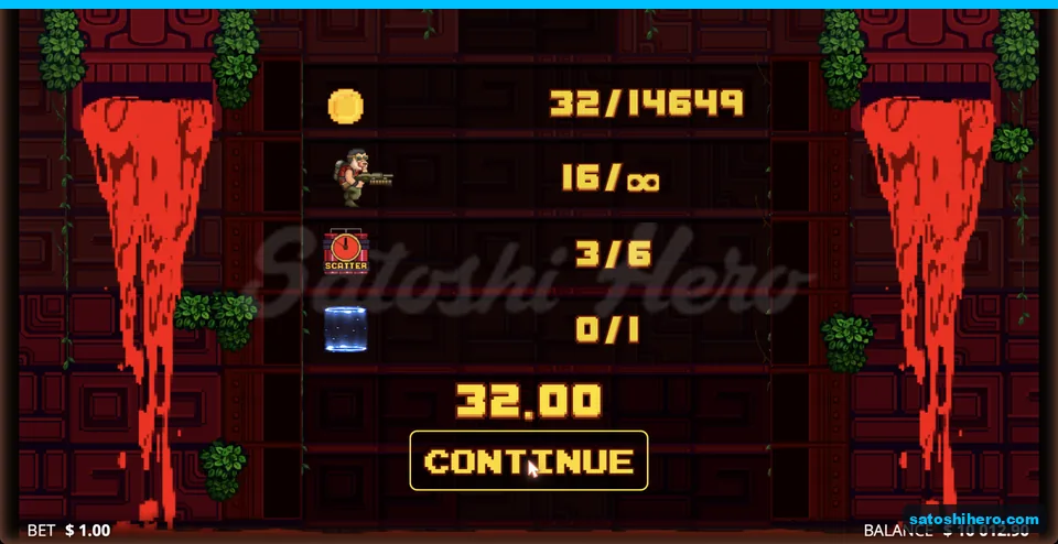 Monkey bonus total win screen
