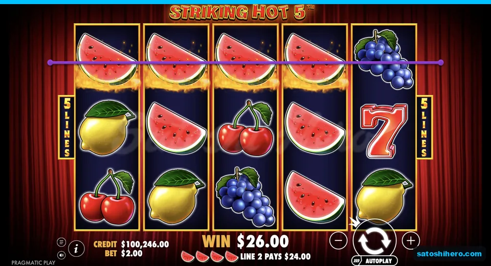 Line win resolves with four watermelons