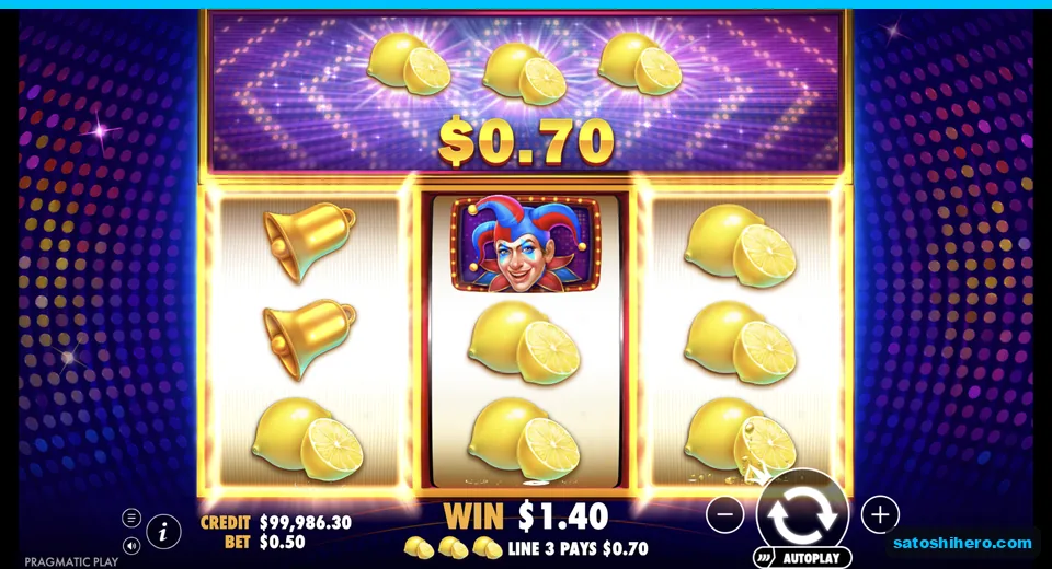 Line win resolves with lemons and Joker wild