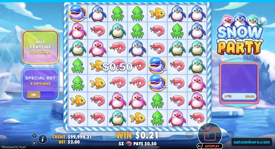 Shrimp cluster pays fifty cents on the grid