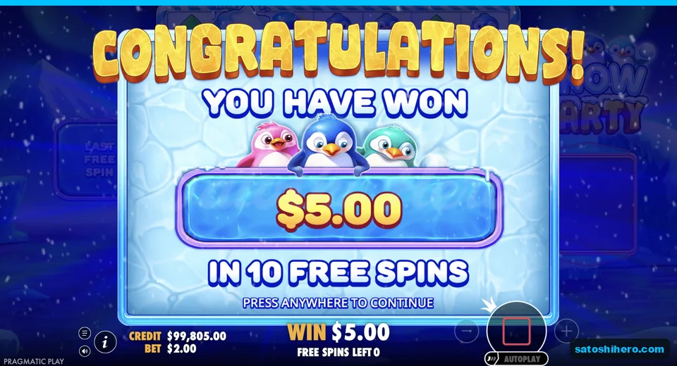 Collect screen shows a five dollar payout