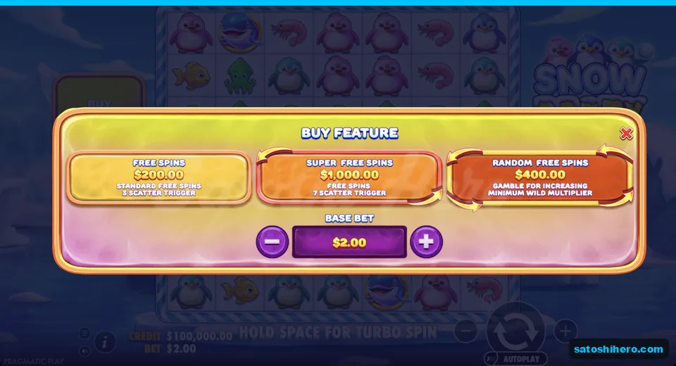 Buy menu opens at the two dollar stake