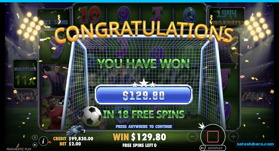 Collect screen shows $129.80 total won
