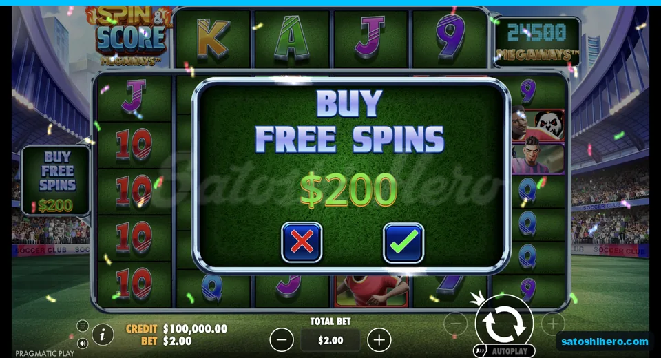 Buy menu opens at two-dollar stake